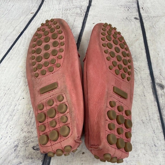 Coach Loafer Womens Size 6.5 Leather Neopoleon Flats Gold Metal Plate‎ Pink - Picture 8 of 10